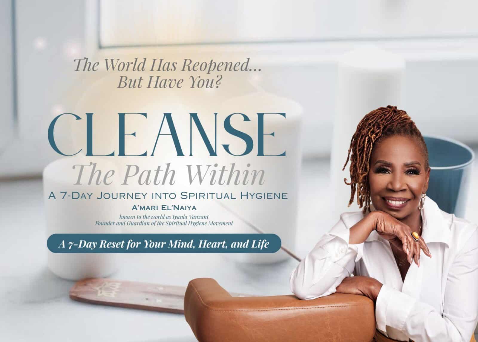 Spiritual cleanse program promotion with smiling woman